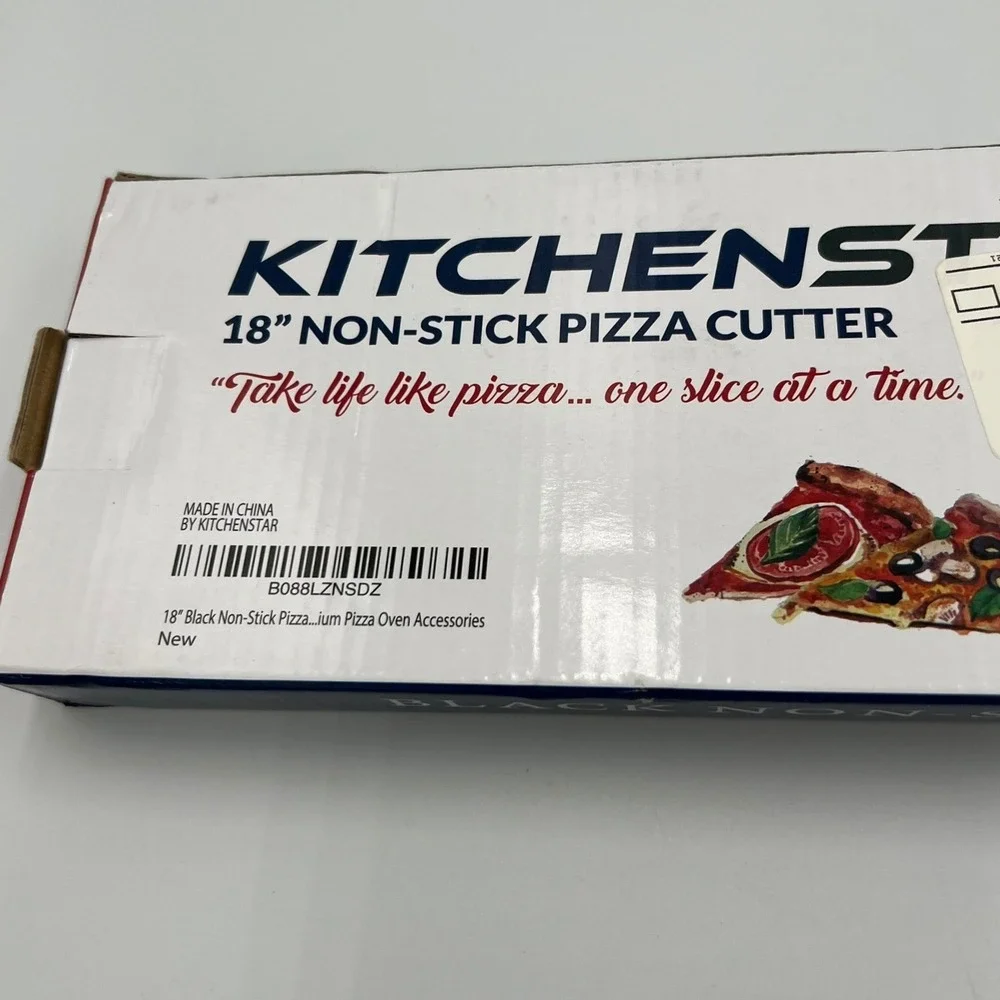 KitchenStar Pizza Cutter Rocker Blade 18in Black Nonstick Stainless New